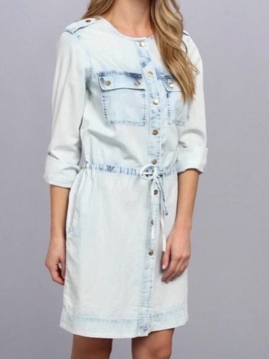 Michael Kors Dresses & Skirts - Michael Kors Light Wash Denim Midi Shirt Dress